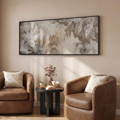 Large Framed Abstract Floral Wall Art for Living Room, Horizontal 60x20 In - Image 2