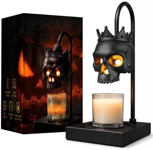 Skull Candle Warmer Lamp with Timer & Dimmer, Adjustable Height, 2 Bulbs by Unknown