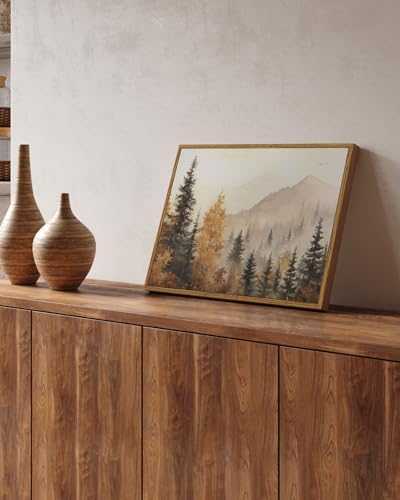 InSimSea Framed Canvas Wall Art Vintage Decor, Fall Trees Forest Wall Decor for Living Room Bedroom Office, Rustic Autumn Landscape Mountains Prints, Home Desk Decorations, 12x16inch - Image 2