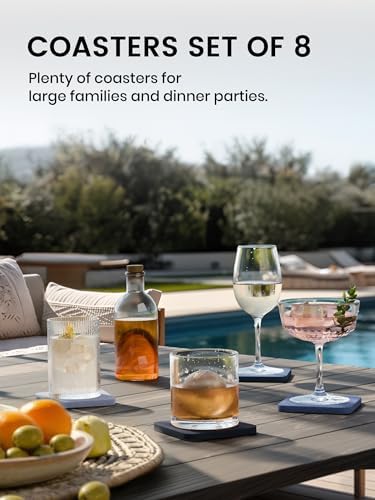 Fluxynara Felt Coasters with Holder, Set of 8 for Drinks, Denim Mist - Image 6