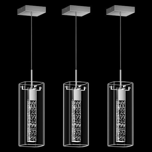 LED Crystal Pendant Lights for Kitchen Island, Brushed Nickel, 3 Pack by Esfos