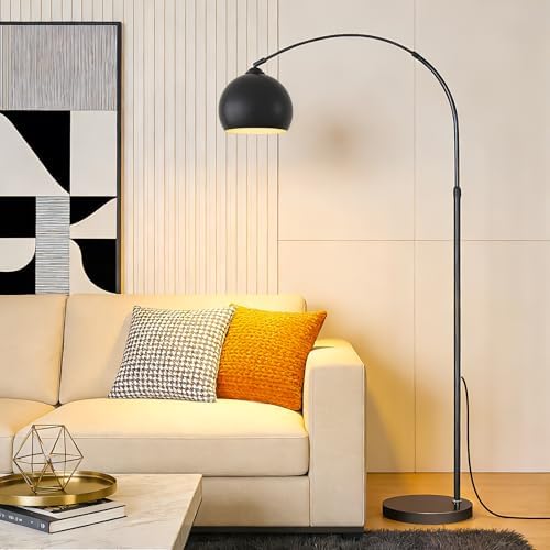 Black Minimalism Arc Floor Lamps with 12W LED Remote Dimming by LEDreadingfloorlamp
