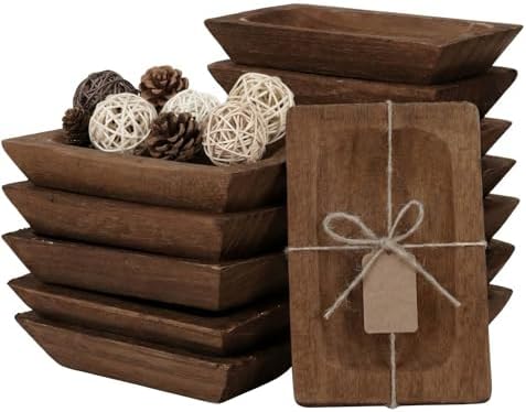 Tioncy 12 Set Wooden Dough Bowls for Decor Bulk, Small,Rectangular by Tioncy