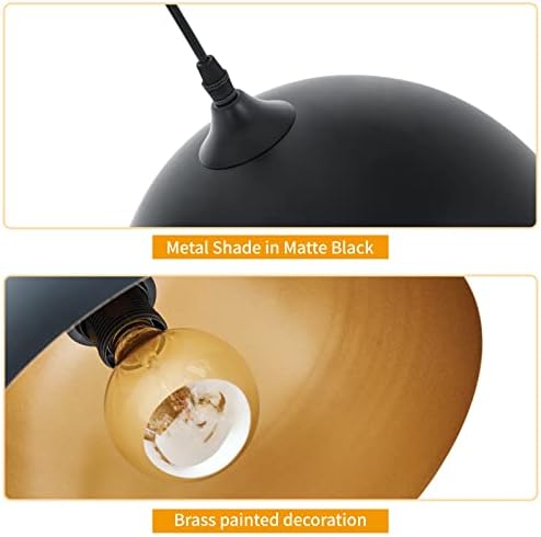 Industrial Pendant Light Fixtures,11.8" Black Dome Pendant Lights,Adjustable Vintage Hanging Lamp for Kitchen Island Restaurant Bar Cafe Dining Room Sink,3 Pack - Image 3