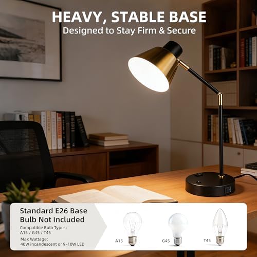 Modern Desk Lamp with USB & AC Outlet,270° Swivel (Bulb Not Included) - Image 5