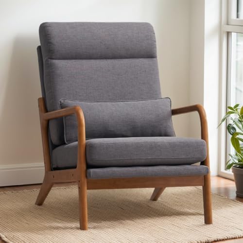Karl home Accent Chair High Back Mid-Century Modern, Gray by Karlhome