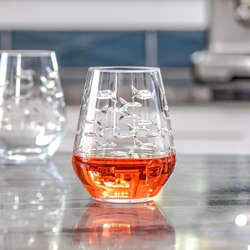 Rolf Glass | School of Fish Stemless Tumbler | 18oz Stemless Wine Glasses | Lead-Free Glass | Engraved and polished in Pennsylvania | US made (Set of 2) - Image 5