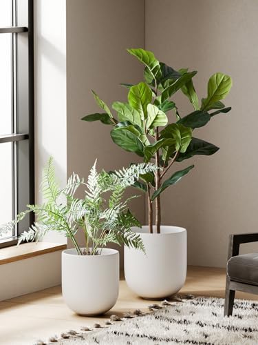 LE TAUCI 12 Inch Ceramic Pots for Plants, Large Planter, White - Image 5