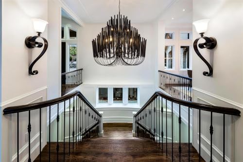 TOCHIC Modern Farmhouse Chandelier for Dining Room 41", Large Vintage Black Wood Chandeliers Light for Living Room, Rustic Pendant Lighting Fixture Ceiling Hanging for Foyer Bedroom Entryway - Image 5