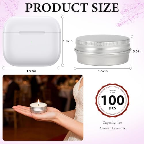 100 Pcs 1 Oz Mini Lavender Scented Soy Candle Set,Wedding Favors for Guests Bulk 100,The Quantity of Multiple Sets Meets Your Needs for Wedding and Party Gifts and Party Favors. - Image 2
