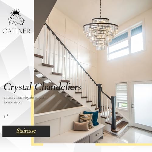 CATINER 36" Large Crystal Chandelier,23-Light Modern Black Light Fixture - Image 6