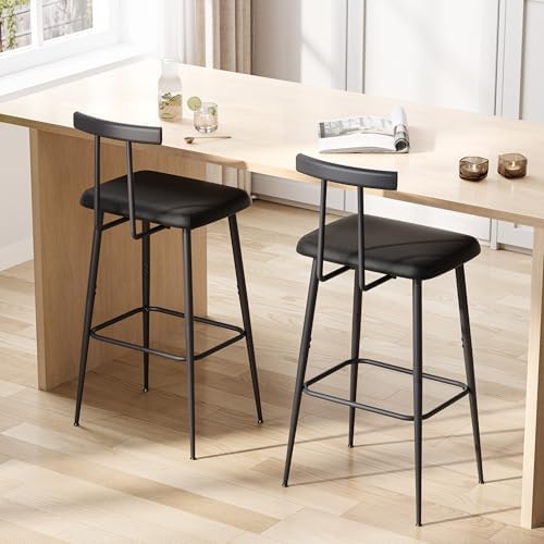 Black Bar Stool Set of 2,Tall Meta Black Barstools,Counter Bar Height Stool by Unknown