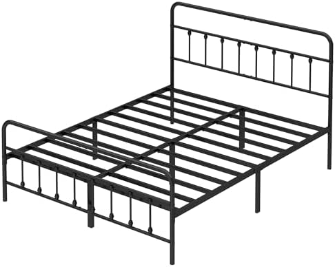 King Size Metal Bed Frame with Headboard and Footboard,Black - Image 3