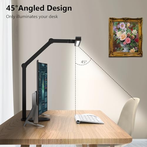 Micomlan Architect Desk Lamp with Atmosphere Lighting, Adjustable Led Desk Light for Home Office with Base, 24W Bright Auto Dimming Table Light with Rotatable Swing Arm for Workbench Computer - Image 4