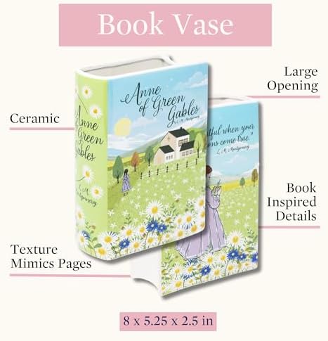 Steel Mill & Co Book-Shaped, Ceramic, Decorative Vase, Large - Anne of Green Gables Bundle with Book-Shaped Decorative Vase, Large -Through The Looking Glass - Image 6