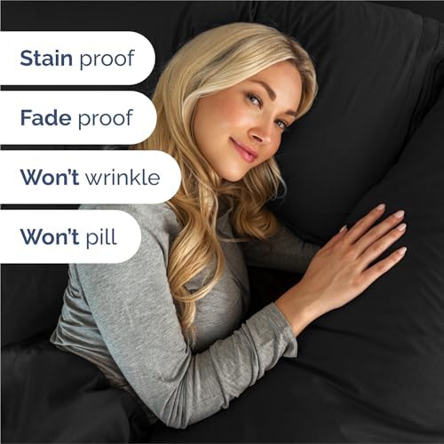 King Size 4 Piece Sheet Set - Comfy Breathable & Cooling Sheets - Black - Image 5