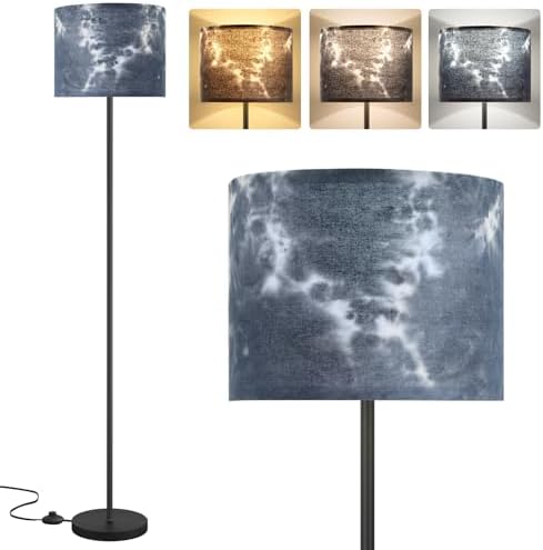 Ambimall 60'' Modern Floor Lamp with Shade, Tall Lamps for Living Room, Bedroom, Office, Dining Room, Hand-Dyed Blue Lampshade(Without Bulb) by Ambimall