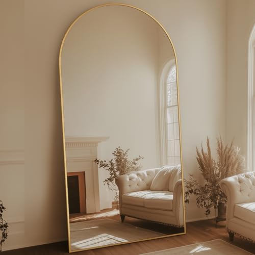 81"x41" Arched Full Length Mirror, Large Floor Mirror, Gold - Image 2