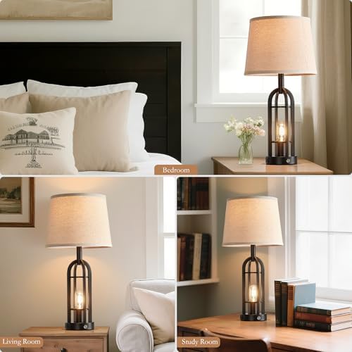 SRJJA 24" Farmhouse Touch Table Lamps for Living Room Set of 2 with USB A+C - Image 5
