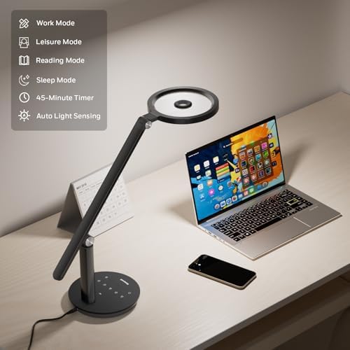 Honeywell H6 Desk Lamp for Home Office, Dimmable Reading Table Light, Black - Image 5