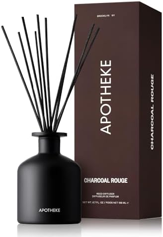 Apotheke Scented Reed Diffuser for Home, Charcoal Rouge, 10 Reed Sticks by Unknown