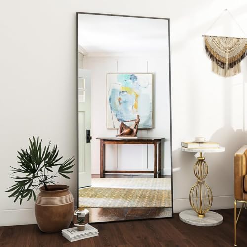 VooBang Full Length Mirror, 71" x 26" Floor Mirror with Stand, Aluminum Alloy Frame Full Body Mirror, Standing Hanging or Leaning Against The Wall for Bedroom Living Room, Black - Image 3