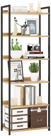 NUMENN Bookshelf, 6 Tier Freestanding Shelving Unit, Natural by NUMENN