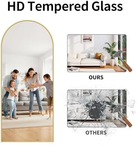 71"x30" Arched Full Length Mirror, Large Floor Mirror with Aluminum Alloy Frame Standing Hanging or Leaning Wall-Mounted Mirror, Vanity Mirror for Living Room and Bedroom,Gold - Image 3