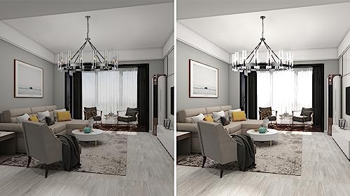 48 Inch Black Wagon Wheel Chandelier with Glass Shade, 16 Lights, Modern Farmhouse Style, Ideal for Dining Room, Kitchen, Entryways - Image 6