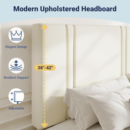 Allewie Cal King Platform Bed Frame with Velvet Upholstered Headboard - Image 4