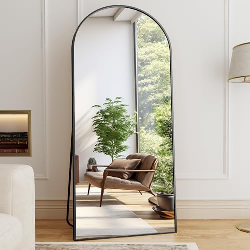 Full Length Mirror, 78"x38" Arched Floor Length Mirror with Stand, Black Body Mirrors Hanging or Leaning, Wall Mirrors Freestanding with Aluminum Frame for Living Room, Bedroom - Image 2
