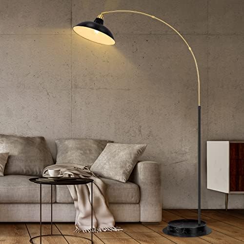 FILIYANO Modern Black Arc Floor Lamp with Marble Base, Adjustable 67-77” by FILIYANO