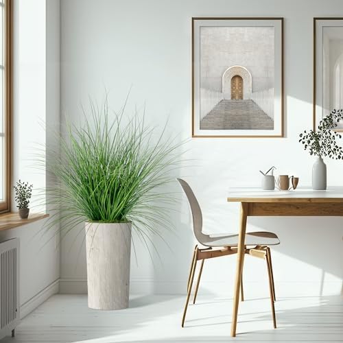 Artificial Tree in Modern Swirl Pattern Planter, Fake Onion Grass Silk Tree for Indoor and Outdoor Home Decoration - 55" Overall Tall (Plant Pot Plus Tree) - Image 6
