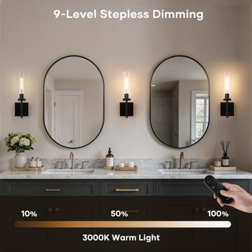 Wireless Battery Operated Wall Sconces with Remote Control, 10000mAh Wall Sconce Set of 2, Black Rechargeable Dimmable Wall Lamps for Bedroom Living Room Bathroom Hallway Stairwell, 3000K - Image 6