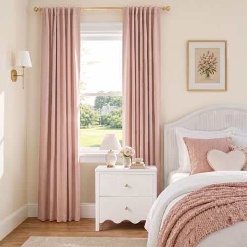 Blush Pink Total Blackout Curtains for Bedroom 80 Inch Long - Image 3