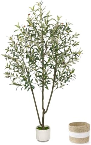 Artificial Olive Tree 5FT with Planter&Cotton Basket by LuceAlberi