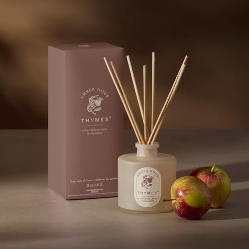 Thymes Petite Oil Reed Diffuser Set – Includes Reeds, Fragrance Oil & Glass Bottle – Luxury Scent Diffusers for Home Decor (Amber Hour, 4 fl oz) - Image 2