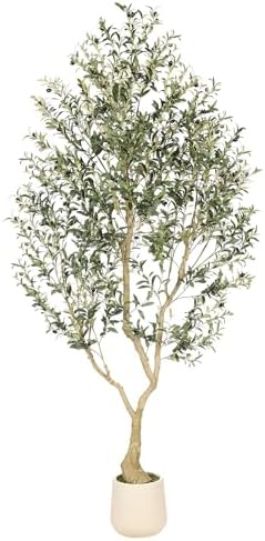Realead 8ft Faux Olive Tree with Tall Exquisite Planter by REALEAD