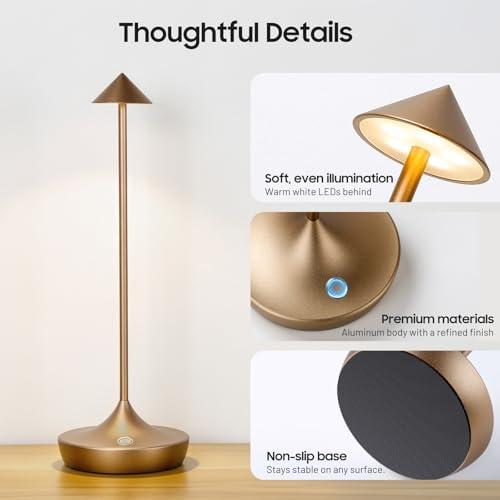 2 Pack Cordless Table Lamp, Rechargeable 6000mAh Battery Table Light - Image 4
