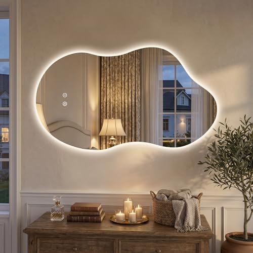 Irregular Bathroom Wall Mirror 24x41 Inch Asymmetrical Mirror by POTIJO