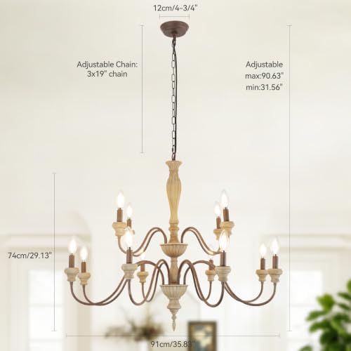 12-Light Large Farmhouse French Country Chandelier for Dining Room - Image 4