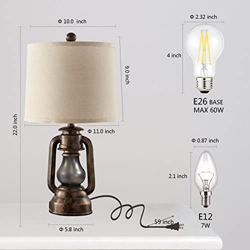 Farmhouse Lantern Table Lamps for Living Room Set of 2 with USB C+A - Image 6