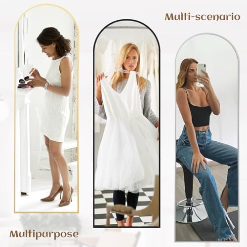 BEAUTYPEAK 65" x 24" Arch Full-Length Mirror with Stand, Silver - Image 3