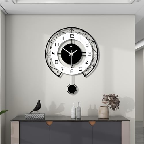 Large Wall Clock for Living Room Decor Modern Silent Pendulum Wall Clock for Home House Kitchen Bedroom Decorative Big Wall Clock Non Ticking Battery Operated Quartz for Indoor Bathroom 17 Inch by CreativeClock