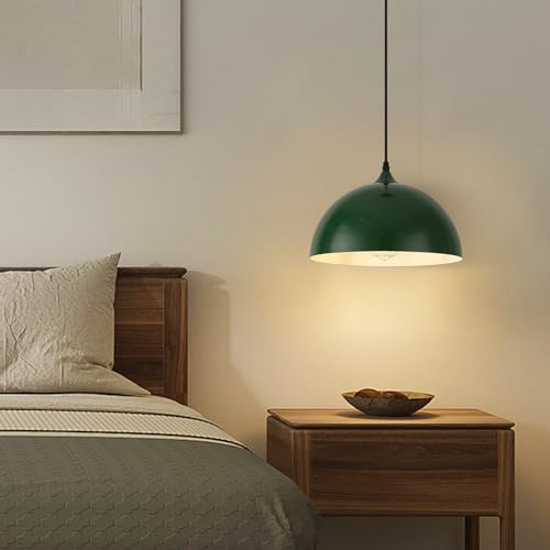 Farmhouse Pendant Light, 11.8inch, 2 Packs- Green Industrial Kitchen Pendant Lights, Pendant Lights Kitchen Island, Pendant Light for Bedroom, Office, Kichen Sink, Library - Image 6
