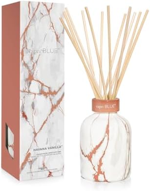 Capri Blue Modern Marble Reed Diffuser Set - Includes Reed Diffuser Sticks, Scented Oil & Glass Bottle - Luxury Scents for Bedroom Decor & Bathroom Air Freshener - Havana Vanilla (5.7 fl oz) by Unknown