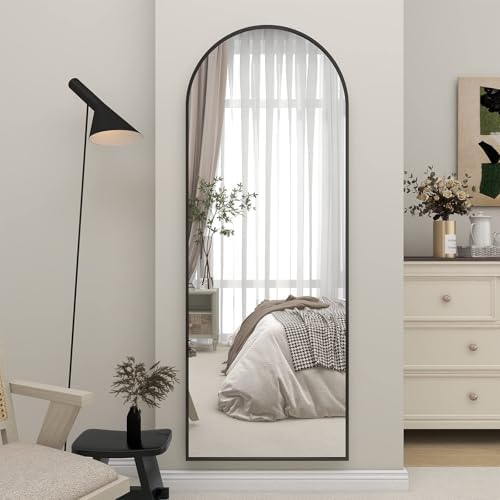 BEAUTYPEAK 64" x 21" Arch Full-Length Mirror with Stand, Black - Image 5