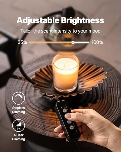 MAGCHARM Candle Warmer Lamp with Timer, Modern Warmer Lamp for Jar Candles, Electric Dimmable Wax Melt with Glass Lampshade & 2 Bulbs, Unique Home Decor House Warming for Women Mom Black - Image 4