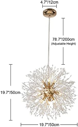 Lingkai 19.9" Gold Modern Crystal Chandeliers Firework, Bubble Chandelier Lighting for Bathroom Dining Room Bedroom Kitchen Island Living Room Light Fixture, 9-Light Gold Hanging Round Chandalier - Image 2