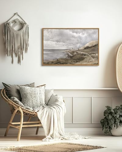 InSimSea Framed Canvas Wall Art Vintage Decor, Coastal Seaside Landscape Paintings, Large Prints, Nature Wall Decorations for Living Room Office Bedroom, 16"x24" - Image 2